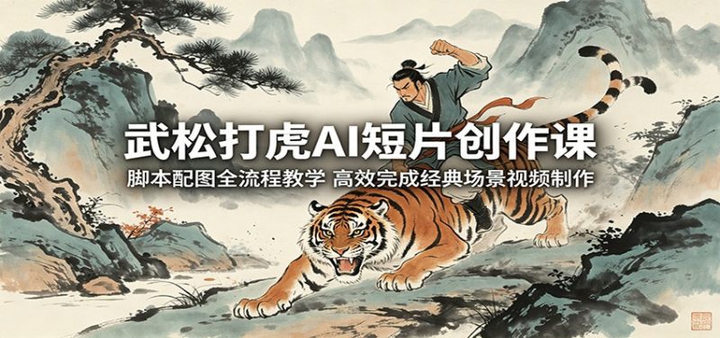 武松打虎AI短片创作课:脚本配图全流程教学,高效完成经典场景视频制作-咖脉互联