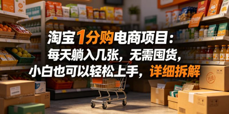 淘宝1分购电商项目:每天躺入几张,无需囤货,小白也可以轻松上手,详细拆解-咖脉互联