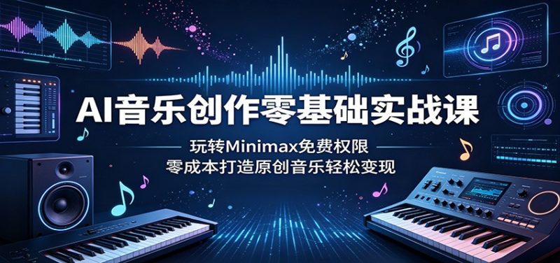 AI音乐创作零基础实战课:玩转Minimax免费权限,零成本打造原创音乐轻松变现-咖脉互联