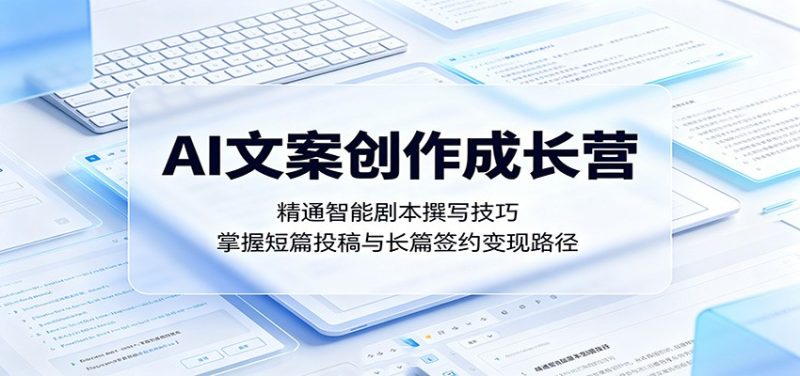 AI文案创作成长营:精通智能剧本撰写技巧,掌握短篇投稿与长篇签约变现路径-咖脉互联