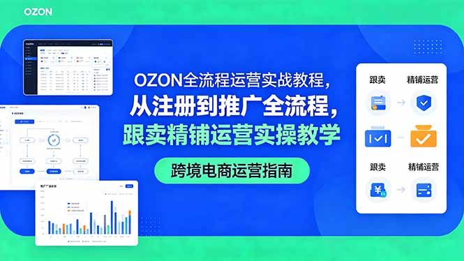 OZON全流程运营实战教程,从注册到推广全流程,跟卖精铺运营实操教学-咖脉互联