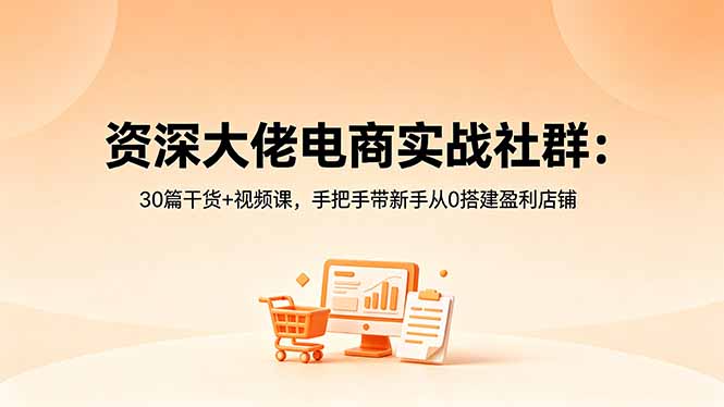 资深大佬电商实战社群:30篇干货+视频课,手把手带新手从0搭建盈利店铺-咖脉互联