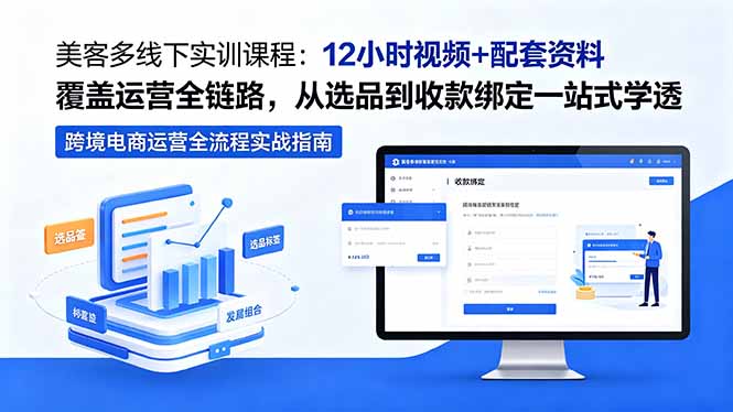 美客多线下实训课程:12小时视频+配套资料覆盖运营全链路,从选品到收款绑定一站式学透-咖脉互联