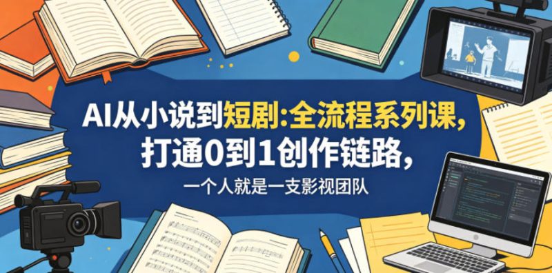 AI从小说到短剧全流程系列课,打通0到1创作链路,一个人就是一支影视团队-咖脉互联