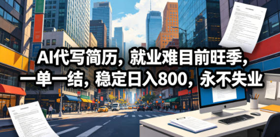 AI代写简历,就业难目前旺季,一单一结,稳定日入800,永不失业-咖脉互联