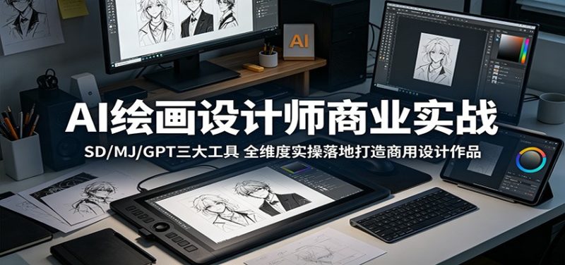 AI绘画设计师商业实战:SD/MJ/GPT三大工具,全维度实操落地打造商用设计作品-咖脉互联