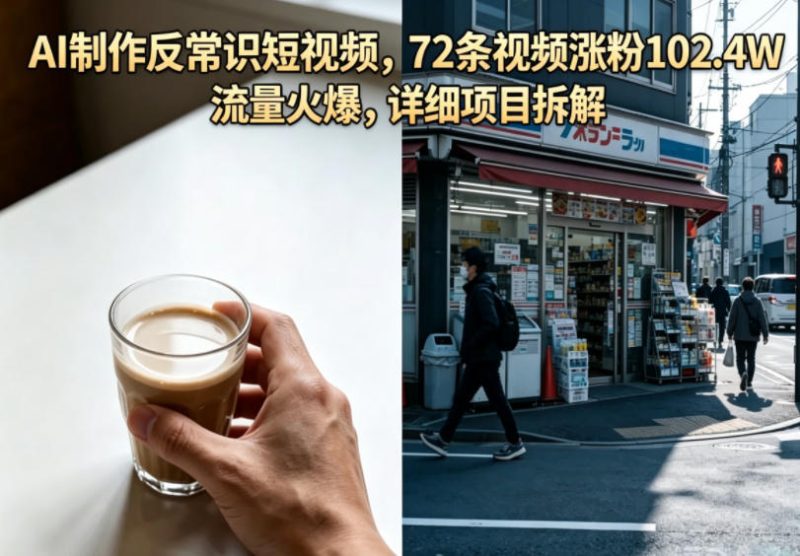 AI制作反常识短视频,72条视频涨粉102.4W,流量火爆,详细项目拆解-咖脉互联