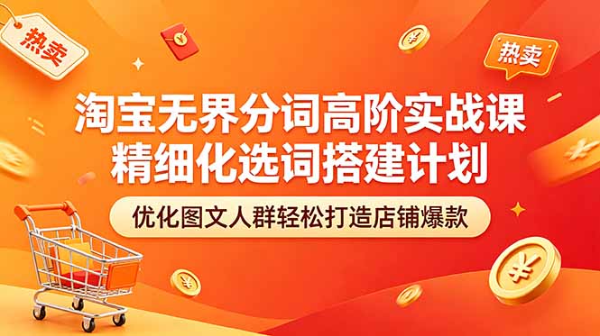 淘宝无界分词高阶实战课 精细化选词搭建计划 优化图文人群轻松打造店铺爆款-咖脉互联