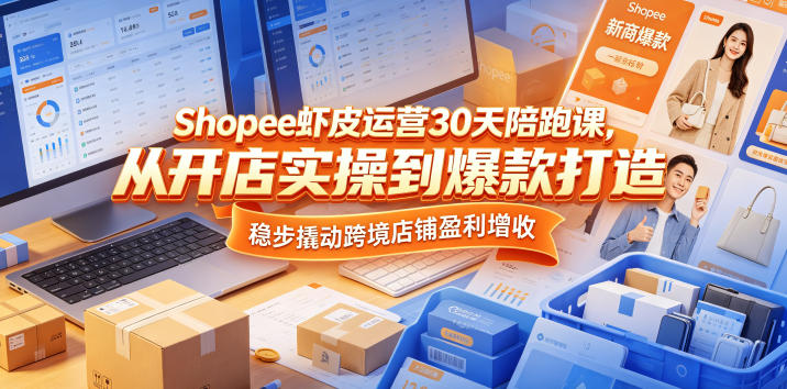 Shopee虾皮运营30天陪跑课,从开店实操到爆款打造,稳步撬动跨境店铺盈利增收-咖脉互联