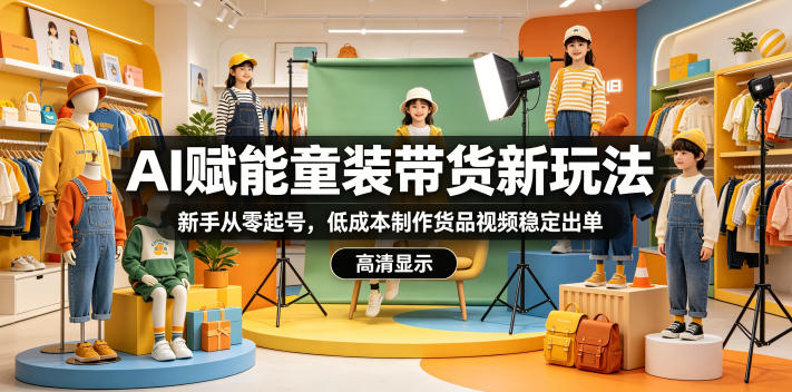 AI赋能童装带货新玩法,新手从零起号,低成本制作货品视频稳定出单-咖脉互联