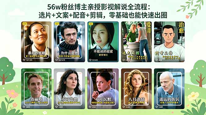56万粉丝博主亲授影视解说全流程:选片+文案+配音+剪辑,零基础也能快速出圈-咖脉互联