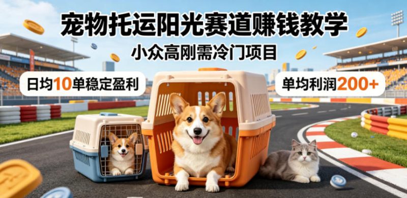 宠物托运阳光赛道賺钱教学,小众高刚需冷门项目,日均10单稳定盈利,单均利润200+-咖脉互联