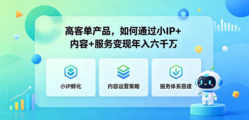 高客单产品,如何通过小IP+内容+服务变现年入六干W-咖脉互联