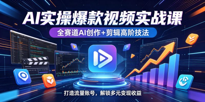 AI实操爆款视频实战课,全赛道AI创作+剪辑高阶技法,打造流量账号,解锁多元变现收益-咖脉互联