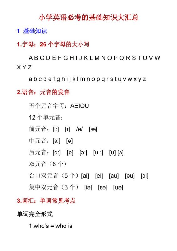 六年级下英语必考基础知识大汇总-咖脉互联