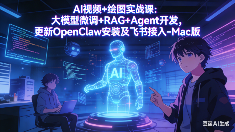 AI视频+绘图实战课:大模型微调+RAG+Agent开发,更新OpenClaw安装及飞书接入-Mac版-咖脉互联