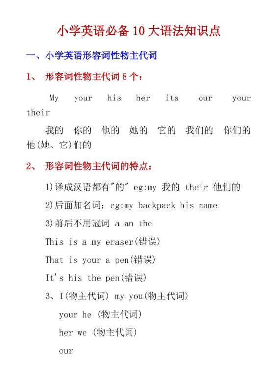 六年级下英语小学必备10大语法知识点-咖脉互联