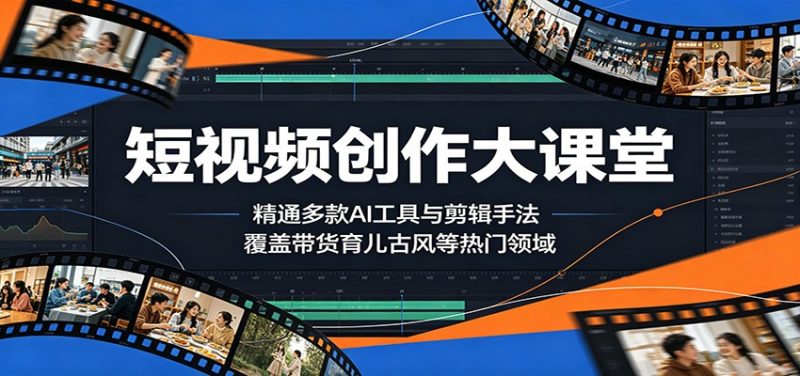 短视频创作大课堂:精通多款AI工具与剪辑手法,覆盖带货、育儿、古风等热门领域-咖脉互联