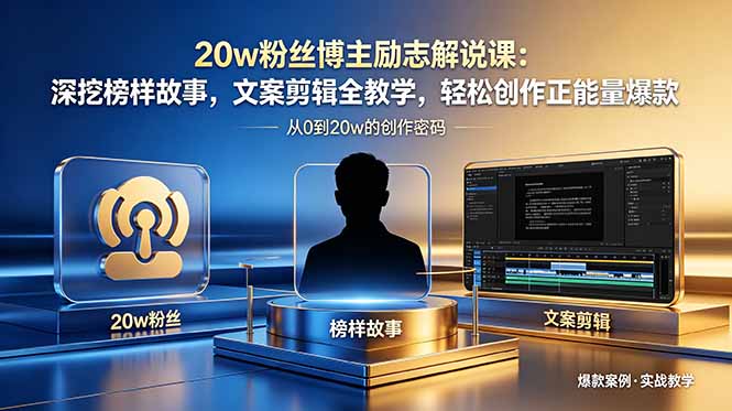 20w粉丝博主励志解说课:深挖榜样故事,文案剪辑全教学,轻松创作正能量爆款-咖脉互联