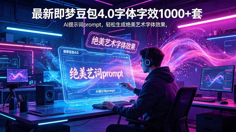 最新即梦豆包4.0字体字效1000+套,AI提示词prompt,轻松生成绝美艺术字体效果-咖脉互联