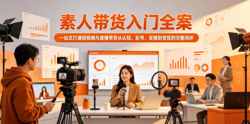 素人带货入门全案,一站式打通短视频与直播带货从认知、起号、实操到变现的完整闭环-咖脉互联