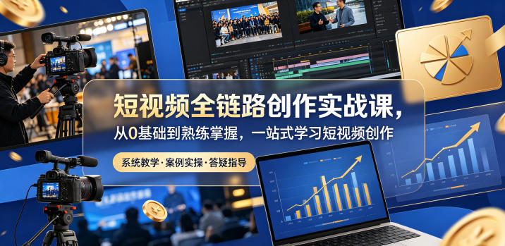 短视频全链路创作实战课,从0基础到熟练掌握,一站式学习短视频创作-咖脉互联