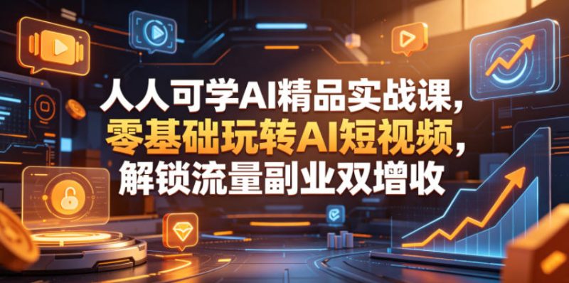 人人可学AI精品实战课,零基础玩转AI短视频,解锁流量副业双增收-咖脉互联