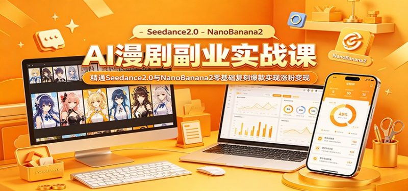 AI漫剧副业实战课:精通Seedance2.0与NanoBanana2零基础复刻爆款实现涨粉变现-咖脉互联