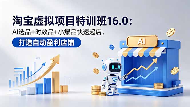 淘宝虚拟项目特训班16.0:AI选品+时效品+小爆品快速起店,打造自动盈利店铺-咖脉互联