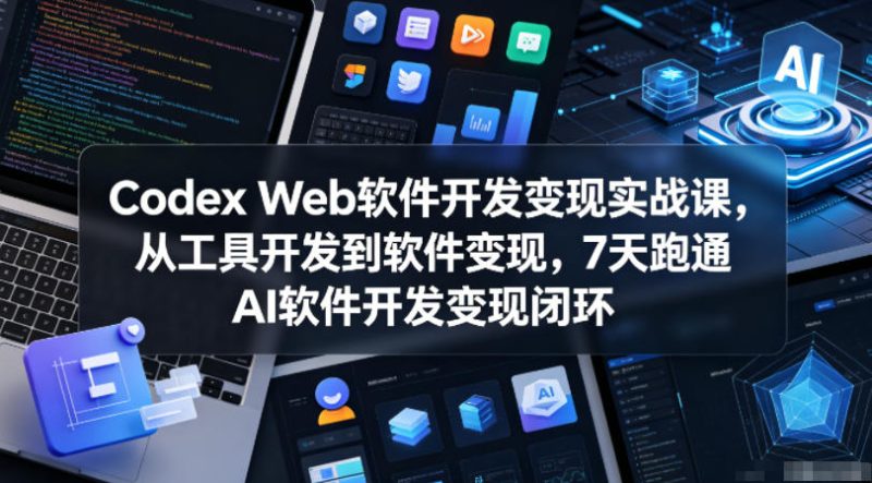 Codex Web软件开发变现实战课,从工具开发到软件变现,7天跑通AI软件开发变现闭环-咖脉互联