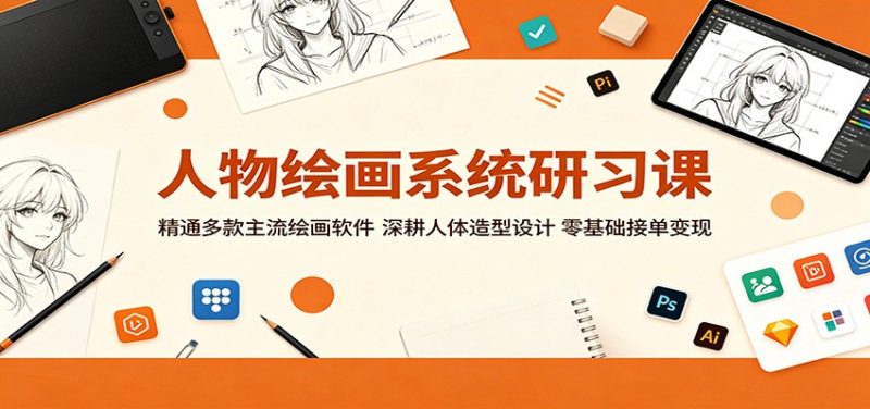 人物绘画系统研习课:精通多款主流绘画软件,深耕人体造型设计,零基础接单变现-咖脉互联