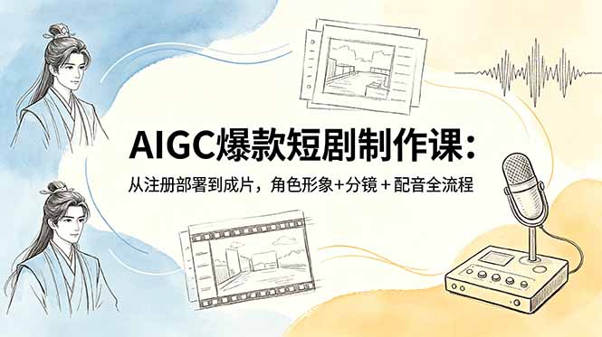 AIGC爆款短剧制作课:从注册部署到成片,角色形象+分镜+配音全流程-咖脉互联
