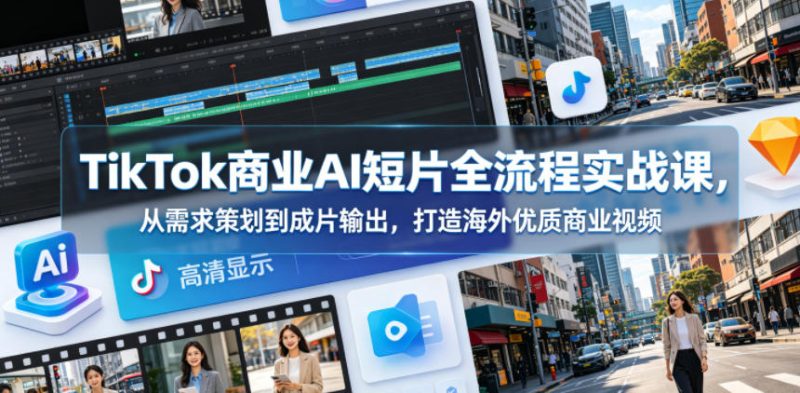 TikTok商业AI短片全流程实战课,从需求策划到成片输出,打造海外优质商业视频-咖脉互联
