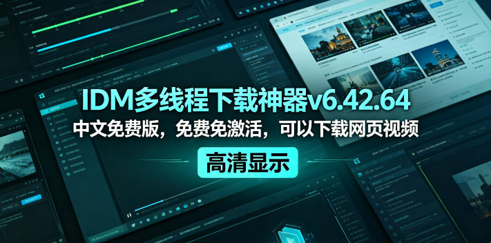 IDM多线程下载神器v6.42.64中文免费版,免费免激活,可以下载网页视频(例如飞书文档内的视频)-咖脉互联