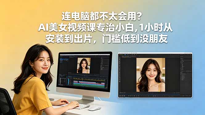 连电脑都不太会用?AI美女视频课专治小白,1小时从安装到出片,门槛低到没朋友-咖脉互联