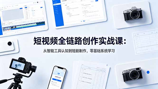 短视频全链路创作实战课:从智能工具认知到短剧制作,零基础系统学习-咖脉互联