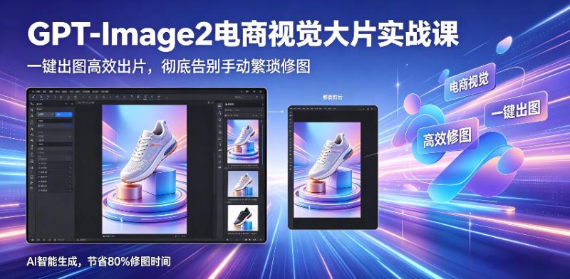 GPT-Image2电商视觉大片实战课,一键出图高效出片,彻底告别手动繁琐修图(更新)-咖脉互联