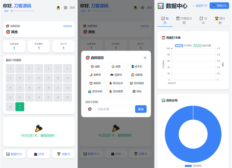 戒了么 v4.2最新版 签到打卡源码-咖脉互联