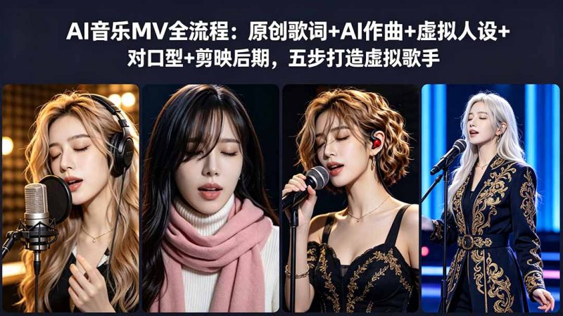 AI音乐MV全流程:原创歌词+AI作曲+虚拟人设+对口型+剪映后期,五步打造虚拟歌手-咖脉互联