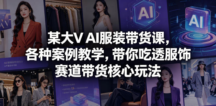 某大V AI服装带货课，各种案例教学，带你吃透服饰赛道带货核心玩法-咖脉互联