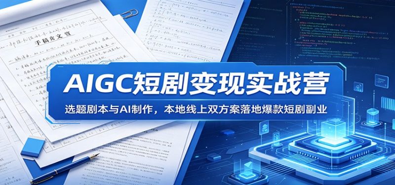 AIGC短剧变现实战营：选题剧本与AI制作，本地线上双方案落地爆款短剧副业-咖脉互联