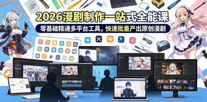 2026 AI漫剧制作一站式全能课，零基础精通多平台工具，快速批量产出原创漫剧-咖脉互联