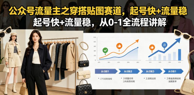 公众号流量主之穿搭贴图赛道，起号快+流量稳，从0-1全流程讲解-咖脉互联