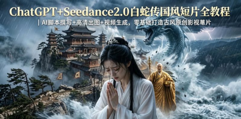 ChatGPT+Seedance2.0白蛇传国风短片全教程｜AI脚本撰写+高清出图+视频生成，零基础打造古风原创影视短片-咖脉互联
