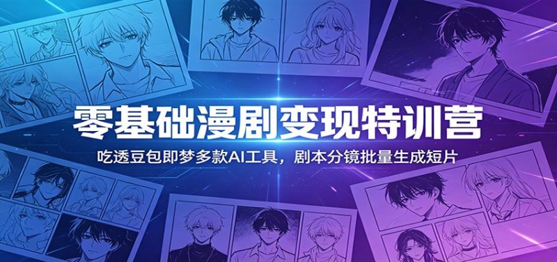 零基础漫剧变现特训营：玩转豆包即梦多款AI工具，剧本分镜批量生成短片-咖脉互联