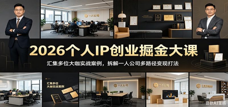 2026个人IP创业掘金大课：汇集多位大咖实战案例，拆解一人公司多路径变现打法-咖脉互联
