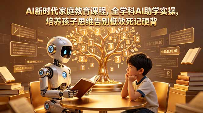 AI新时代家庭教育课程，全学科AI助学实操，培养孩子思维告别低效死记硬背-咖脉互联