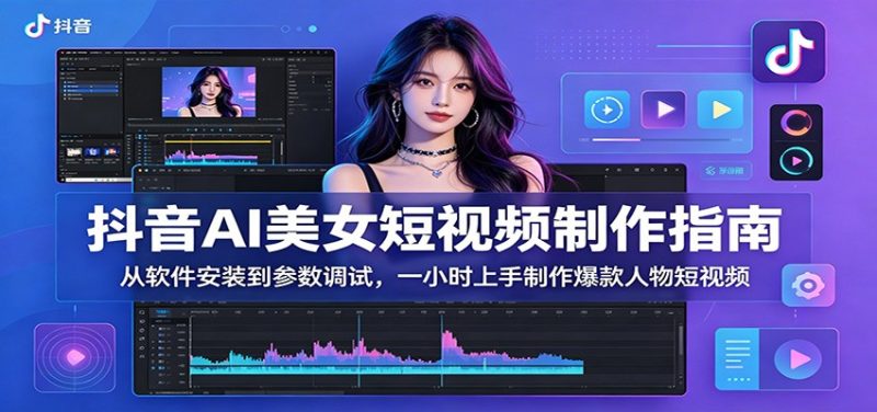 抖音AI美女短视频制作指南:从软件安装到参数调试,一小时上手制作爆款人物短视频-咖脉互联