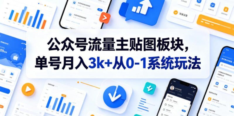 公众号流量主贴图板块,单号月入3k+从0-1系统玩法-咖脉互联