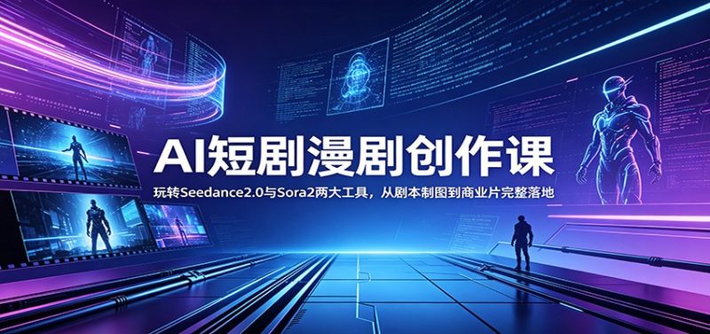 AI短剧漫剧创作课:玩转Seedance2.0与 Sora2两大工具,从剧本制图到商业片完整落地-咖脉互联